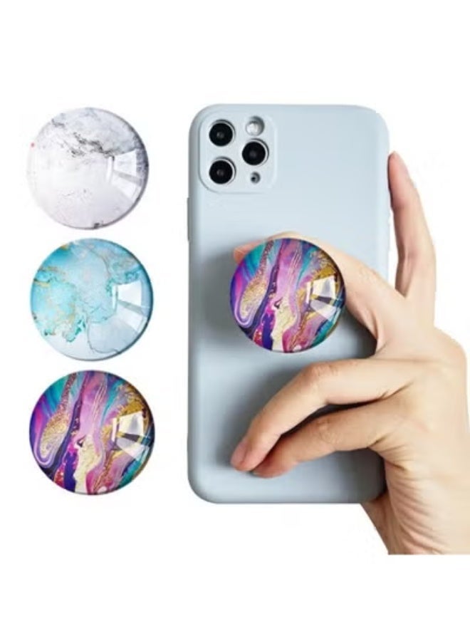 EETU 3 Pack Collapsible Grip Stand,Synthetic Crystal Collapsible Expandable Holder Stand,360°Rotary Grips For Phones Tablets, Multi-Colors Crystal Phone Grip Holder Sets,Smartphone Accessory - Image 1
